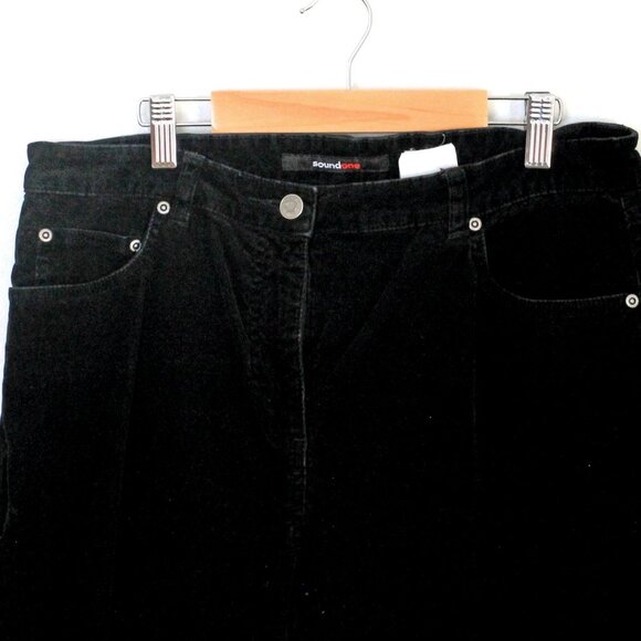 Black velvet pants for women, SOUNDONE straight leg loose fit, Cotton - Picture 2 of 4